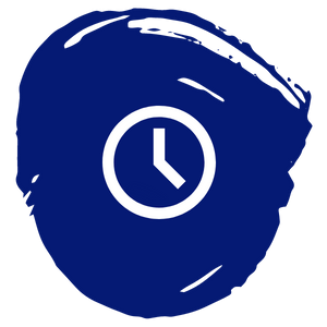 hours icon with blue brush design